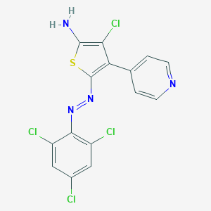 molecular formula C15H8Cl4N4S B420579 3-Chloro-4-pyridin-4-yl-5-[(2,4,6-trichlorophenyl)diazenyl]thiophen-2-amine 