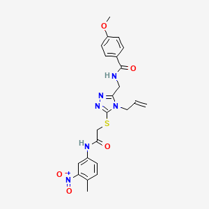 molecular formula C23H24N6O5S B4205806 4-methoxy-N-[[5-[2-(4-methyl-3-nitroanilino)-2-oxoethyl]sulfanyl-4-prop-2-enyl-1,2,4-triazol-3-yl]methyl]benzamide 