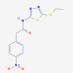 molecular formula C12H12N4O3S2 B420581 N-(5-(ethylthio)-1,3,4-thiadiazol-2-yl)-2-(4-nitrophenyl)acetamide CAS No. 312914-75-3