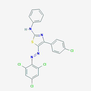 molecular formula C21H12Cl4N4S B420582 4-(4-chlorophenyl)-N-phenyl-5-[(E)-(2,4,6-trichlorophenyl)diazenyl]-1,3-thiazol-2-amine 