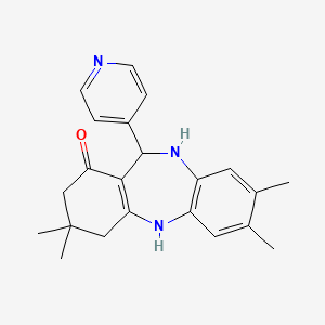 molecular formula C22H25N3O B4205831 3,3,7,8-tetramethyl-11-(4-pyridinyl)-2,3,4,5,10,11-hexahydro-1H-dibenzo[b,e][1,4]diazepin-1-one 