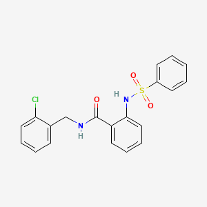 molecular formula C20H17ClN2O3S B4205841 2-BENZENESULFONAMIDO-N-[(2-CHLOROPHENYL)METHYL]BENZAMIDE 