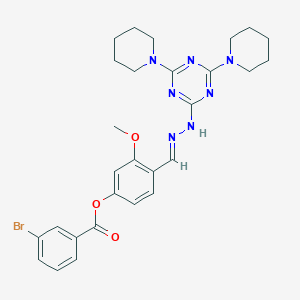 4-{(E)-[(4,6-dipiperidin-1-yl-1,3,5-triazin-2-yl)hydrazono]methyl}-3-methoxyphenyl 3-bromobenzoate