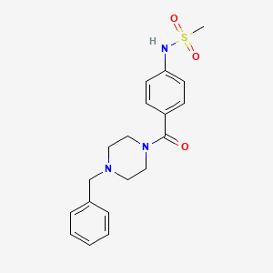 molecular formula C19H23N3O3S B4205882 N-{4-[(4-benzyl-1-piperazinyl)carbonyl]phenyl}methanesulfonamide 