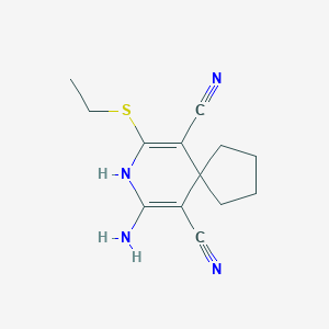 molecular formula C13H16N4S B420589 7-Amino-9-(ethylsulfanyl)-8-azaspiro[4.5]deca-6,9-diene-6,10-dicarbonitrile CAS No. 202350-22-9