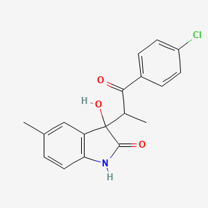 molecular formula C18H16ClNO3 B4205911 3-[1-(4-chlorophenyl)-1-oxopropan-2-yl]-3-hydroxy-5-methyl-1,3-dihydro-2H-indol-2-one 