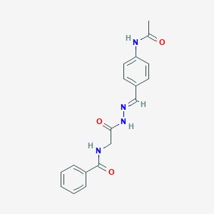 molecular formula C18H18N4O3 B420594 N-(2-{2-[4-(acetylamino)benzylidene]hydrazino}-2-oxoethyl)benzamide 