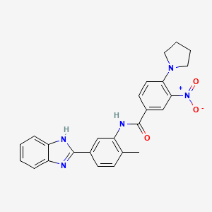 molecular formula C25H23N5O3 B4205987 N-[5-(1H-benzimidazol-2-yl)-2-methylphenyl]-3-nitro-4-(1-pyrrolidinyl)benzamide 