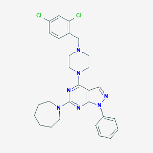 molecular formula C28H31Cl2N7 B420605 6-(1-azepanyl)-4-[4-(2,4-dichlorobenzyl)-1-piperazinyl]-1-phenyl-1H-pyrazolo[3,4-d]pyrimidine 