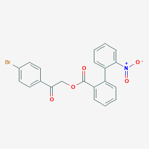 molecular formula C21H14BrNO5 B420608 2-(4-Bromophenyl)-2-oxoethyl 2'-nitrobiphenyl-2-carboxylate 