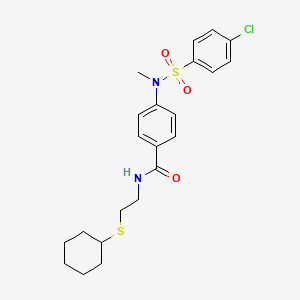 molecular formula C22H27ClN2O3S2 B4206100 4-[[(4-chlorophenyl)sulfonyl](methyl)amino]-N-[2-(cyclohexylthio)ethyl]benzamide 