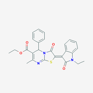 molecular formula C26H23N3O4S B420618 ethyl (2Z)-2-(1-ethyl-2-oxoindol-3-ylidene)-7-methyl-3-oxo-5-phenyl-5H-[1,3]thiazolo[3,2-a]pyrimidine-6-carboxylate CAS No. 314046-18-9