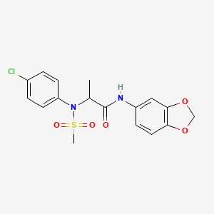 molecular formula C17H17ClN2O5S B4206213 N~1~-1,3-benzodioxol-5-yl-N~2~-(4-chlorophenyl)-N~2~-(methylsulfonyl)alaninamide 