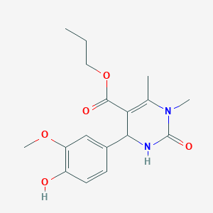 molecular formula C17H22N2O5 B420622 Propyl 4-(4-hydroxy-3-methoxyphenyl)-1,6-dimethyl-2-oxo-1,2,3,4-tetrahydro-5-pyrimidinecarboxylate 