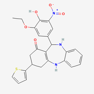 11-(3-ethoxy-4-hydroxy-5-nitrophenyl)-3-(2-thienyl)-2,3,4,5,10,11-hexahydro-1H-dibenzo[b,e][1,4]diazepin-1-one