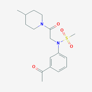 molecular formula C17H24N2O4S B4206245 N-(3-acetylphenyl)-N-[2-(4-methyl-1-piperidinyl)-2-oxoethyl]methanesulfonamide 