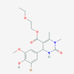 2-ethoxyethyl 4-(3-bromo-4-hydroxy-5-methoxyphenyl)-1,6-dimethyl-2-oxo-1,2,3,4-tetrahydropyrimidine-5-carboxylate