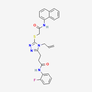 molecular formula C26H24FN5O2S B4206255 N-(2-fluorophenyl)-3-[5-{[2-(naphthalen-1-ylamino)-2-oxoethyl]sulfanyl}-4-(prop-2-en-1-yl)-4H-1,2,4-triazol-3-yl]propanamide 