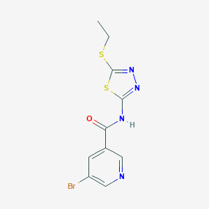 molecular formula C10H9BrN4OS2 B420632 5-bromo-N-[5-(ethylsulfanyl)-1,3,4-thiadiazol-2-yl]nicotinamide 