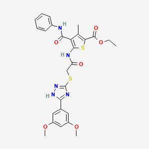 molecular formula C27H27N5O6S2 B4206339 ethyl 4-(anilinocarbonyl)-5-[({[5-(3,5-dimethoxyphenyl)-4H-1,2,4-triazol-3-yl]thio}acetyl)amino]-3-methyl-2-thiophenecarboxylate 