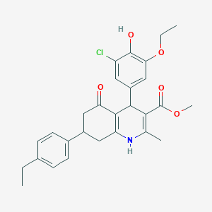 methyl 4-(3-chloro-5-ethoxy-4-hydroxyphenyl)-7-(4-ethylphenyl)-2-methyl-5-oxo-1,4,5,6,7,8-hexahydro-3-quinolinecarboxylate