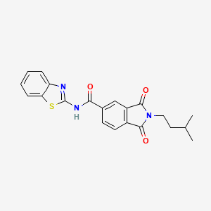 molecular formula C21H19N3O3S B4206358 N-1,3-benzothiazol-2-yl-2-(3-methylbutyl)-1,3-dioxo-5-isoindolinecarboxamide 