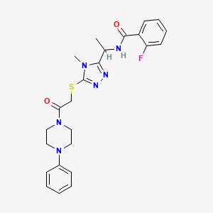 2-fluoro-N-[1-(4-methyl-5-{[2-oxo-2-(4-phenylpiperazin-1-yl)ethyl]sulfanyl}-4H-1,2,4-triazol-3-yl)ethyl]benzamide