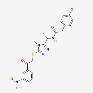 2-(4-methoxyphenyl)-N-[1-(4-methyl-5-{[2-(3-nitrophenyl)-2-oxoethyl]sulfanyl}-4H-1,2,4-triazol-3-yl)ethyl]acetamide