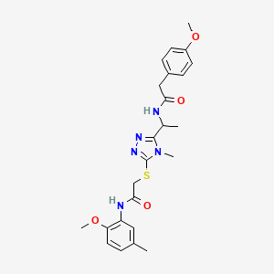 N-{1-[5-({2-[(2-methoxy-5-methylphenyl)amino]-2-oxoethyl}sulfanyl)-4-methyl-4H-1,2,4-triazol-3-yl]ethyl}-2-(4-methoxyphenyl)acetamide