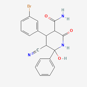 4-(3-Bromophenyl)-5-cyano-6-hydroxy-2-oxo-6-phenylpiperidine-3-carboxamide