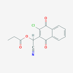 molecular formula C15H10ClNO4 B420668 (3-Chloro-1,4-dioxo-1,4-dihydro-2-naphthalenyl)(cyano)methyl propionate 