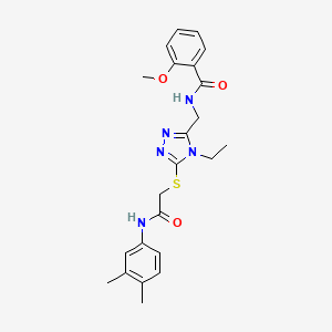 molecular formula C23H27N5O3S B4206710 N-{[5-({2-[(3,4-dimethylphenyl)amino]-2-oxoethyl}sulfanyl)-4-ethyl-4H-1,2,4-triazol-3-yl]methyl}-2-methoxybenzamide 