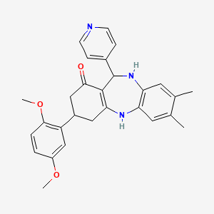 molecular formula C28H29N3O3 B4206717 3-(2,5-dimethoxyphenyl)-7,8-dimethyl-11-(4-pyridinyl)-2,3,4,5,10,11-hexahydro-1H-dibenzo[b,e][1,4]diazepin-1-one 