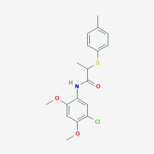 molecular formula C18H20ClNO3S B4206733 N-(5-chloro-2,4-dimethoxyphenyl)-2-(4-methylphenyl)sulfanylpropanamide 