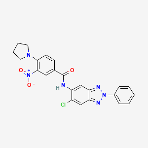 molecular formula C23H19ClN6O3 B4206760 N-(6-chloro-2-phenyl-2H-1,2,3-benzotriazol-5-yl)-3-nitro-4-(1-pyrrolidinyl)benzamide 