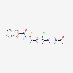 molecular formula C23H23ClN4O3S B4206786 N-({[3-chloro-4-(4-propionyl-1-piperazinyl)phenyl]amino}carbonothioyl)-1-benzofuran-2-carboxamide 