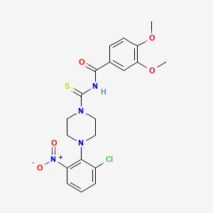 N-{[4-(2-chloro-6-nitrophenyl)-1-piperazinyl]carbonothioyl}-3,4-dimethoxybenzamide