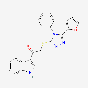 molecular formula C23H18N4O2S B4206908 2-{[5-(FURAN-2-YL)-4-PHENYL-4H-1,2,4-TRIAZOL-3-YL]SULFANYL}-1-(2-METHYL-1H-INDOL-3-YL)ETHAN-1-ONE 