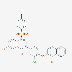 molecular formula C30H21Br2ClN2O4S B420692 5-bromo-N-{4-[(1-bromo-2-naphthyl)oxy]-3-chlorophenyl}-2-{[(4-methylphenyl)sulfonyl]amino}benzamide 
