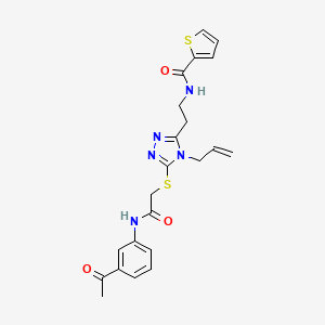 molecular formula C22H23N5O3S2 B4206965 N-{2-[5-({2-[(3-acetylphenyl)amino]-2-oxoethyl}thio)-4-allyl-4H-1,2,4-triazol-3-yl]ethyl}-2-thiophenecarboxamide 