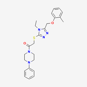 1-[({4-ethyl-5-[(2-methylphenoxy)methyl]-4H-1,2,4-triazol-3-yl}thio)acetyl]-4-phenylpiperazine