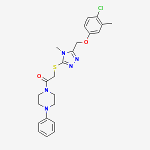 molecular formula C23H26ClN5O2S B4206987 2-[[5-[(4-Chloro-3-methylphenoxy)methyl]-4-methyl-1,2,4-triazol-3-yl]sulfanyl]-1-(4-phenylpiperazin-1-yl)ethanone 