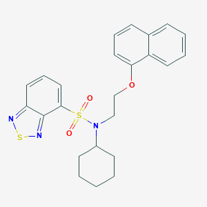 molecular formula C24H25N3O3S2 B420702 N-cyclohexyl-N-[2-(1-naphthyloxy)ethyl]-2,1,3-benzothiadiazole-4-sulfonamide 