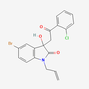 molecular formula C19H15BrClNO3 B4207124 5-bromo-3-[2-(2-chlorophenyl)-2-oxoethyl]-3-hydroxy-1-(prop-2-en-1-yl)-1,3-dihydro-2H-indol-2-one 