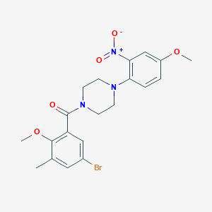 molecular formula C20H22BrN3O5 B4207166 1-(5-bromo-2-methoxy-3-methylbenzoyl)-4-(4-methoxy-2-nitrophenyl)piperazine 