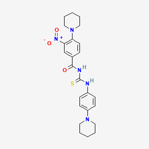 3-nitro-4-(1-piperidinyl)-N-({[4-(1-piperidinyl)phenyl]amino}carbonothioyl)benzamide