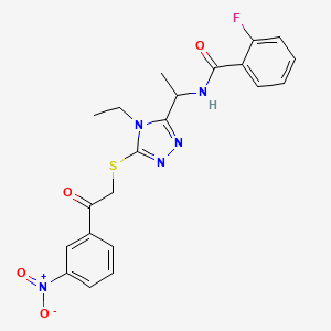 N-[1-(4-ethyl-5-{[2-(3-nitrophenyl)-2-oxoethyl]sulfanyl}-4H-1,2,4-triazol-3-yl)ethyl]-2-fluorobenzamide