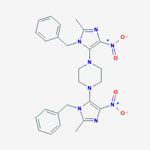 molecular formula C26H28N8O4 B420734 1,4-bis{1-benzyl-4-nitro-2-methyl-1H-imidazol-5-yl}piperazine 