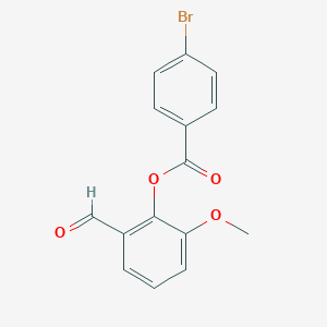 molecular formula C15H11BrO4 B420744 2-Formyl-6-methoxyphenyl 4-bromobenzoate 
