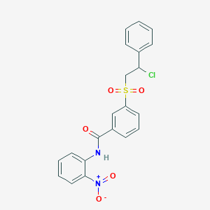 molecular formula C21H17ClN2O5S B420745 3-[(2-chloro-2-phenylethyl)sulfonyl]-N-(2-nitrophenyl)benzamide 